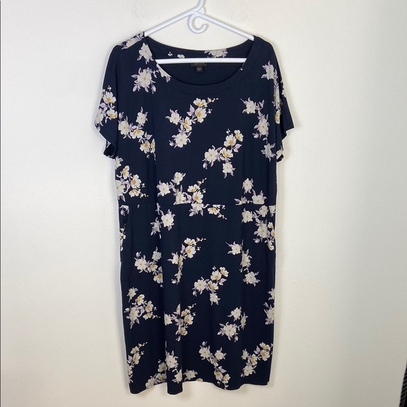J. Jill Womens XL Wearever Dress Jersey Knit Spring Floral Short Sleeve Summer - Picture 1 of 8